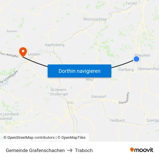 Gemeinde Grafenschachen to Traboch map