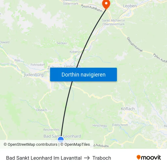 Bad Sankt Leonhard Im Lavanttal to Traboch map