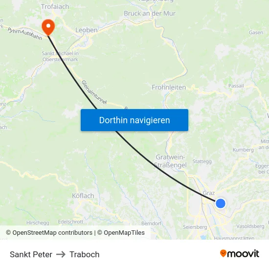 Sankt Peter to Traboch map
