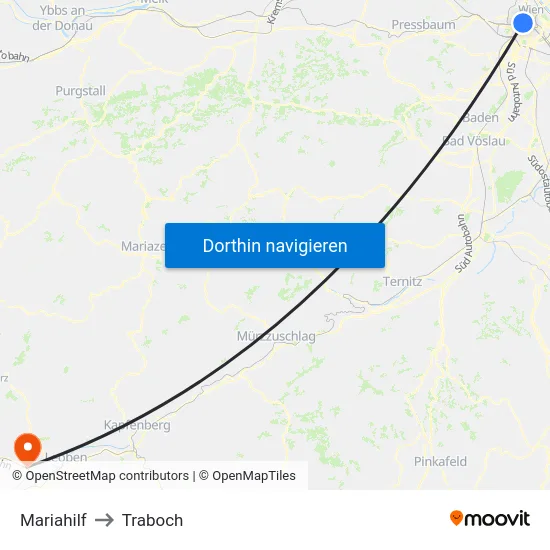 Mariahilf to Traboch map