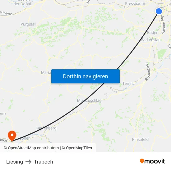 Liesing to Traboch map