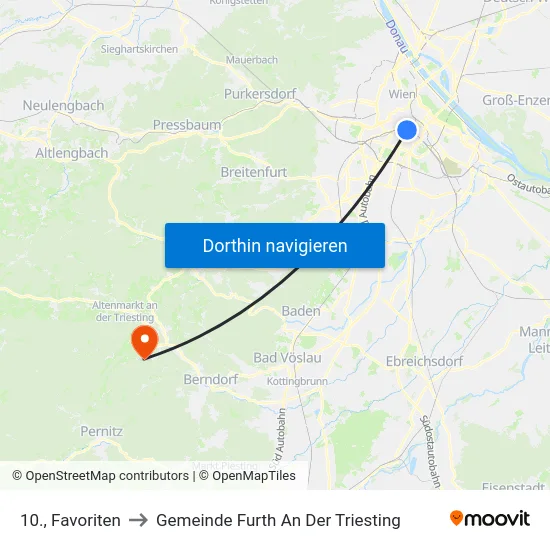 10., Favoriten to Gemeinde Furth An Der Triesting map