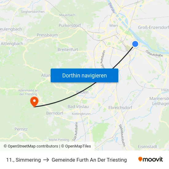 11., Simmering to Gemeinde Furth An Der Triesting map