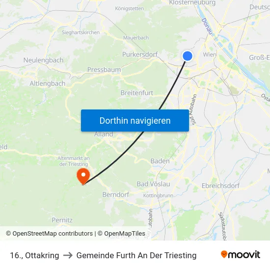 16., Ottakring to Gemeinde Furth An Der Triesting map