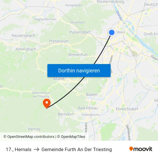 17., Hernals to Gemeinde Furth An Der Triesting map