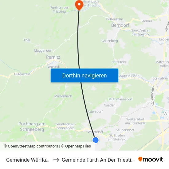Gemeinde Würflach to Gemeinde Furth An Der Triesting map