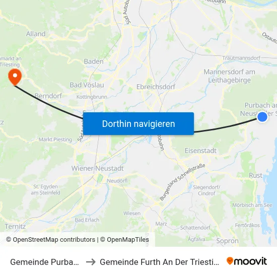 Gemeinde Purbach to Gemeinde Furth An Der Triesting map