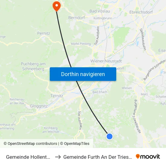 Gemeinde Hollenthon to Gemeinde Furth An Der Triesting map