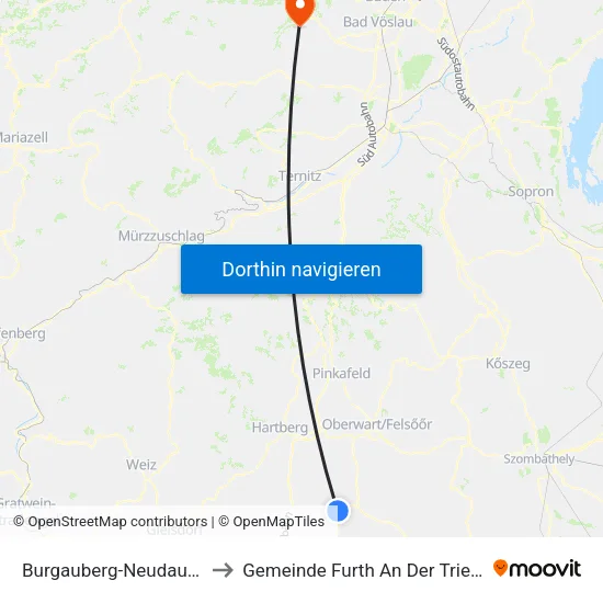 Burgauberg-Neudauberg to Gemeinde Furth An Der Triesting map