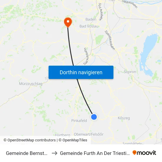 Gemeinde Bernstein to Gemeinde Furth An Der Triesting map