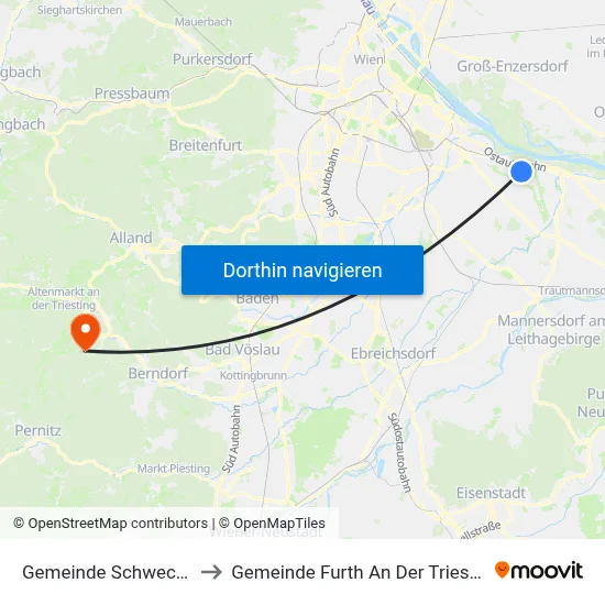 Gemeinde Schwechat to Gemeinde Furth An Der Triesting map