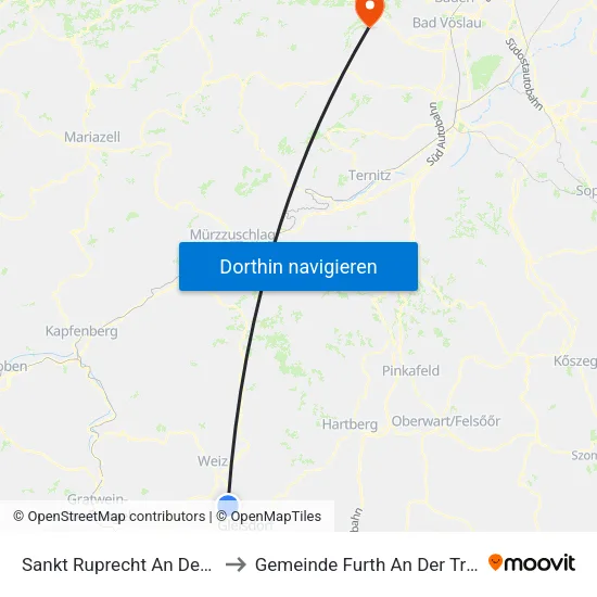 Sankt Ruprecht An Der Raab to Gemeinde Furth An Der Triesting map