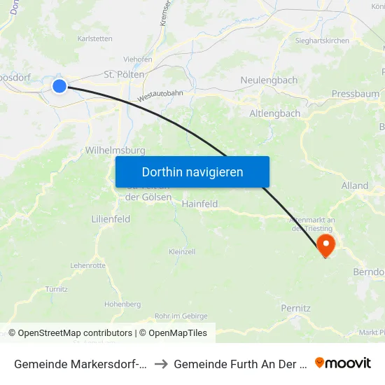 Gemeinde Markersdorf-Haindorf to Gemeinde Furth An Der Triesting map