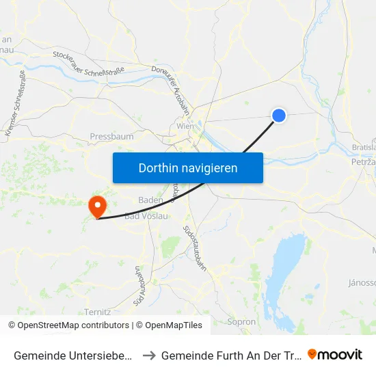 Gemeinde Untersiebenbrunn to Gemeinde Furth An Der Triesting map