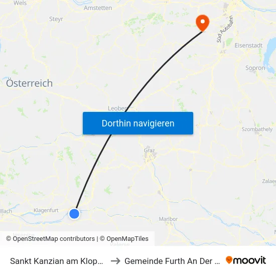 Sankt Kanzian am Klopeiner See to Gemeinde Furth An Der Triesting map