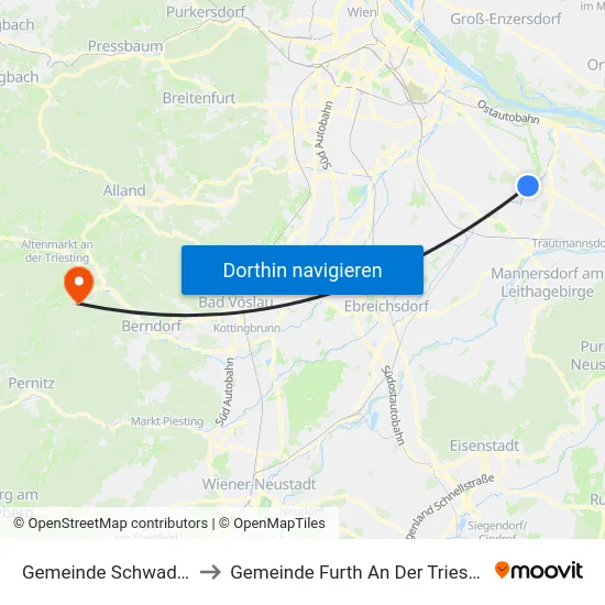 Gemeinde Schwadorf to Gemeinde Furth An Der Triesting map