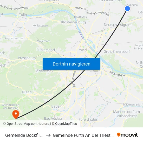 Gemeinde Bockfließ to Gemeinde Furth An Der Triesting map