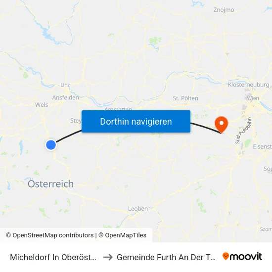 Micheldorf In Oberösterreich to Gemeinde Furth An Der Triesting map