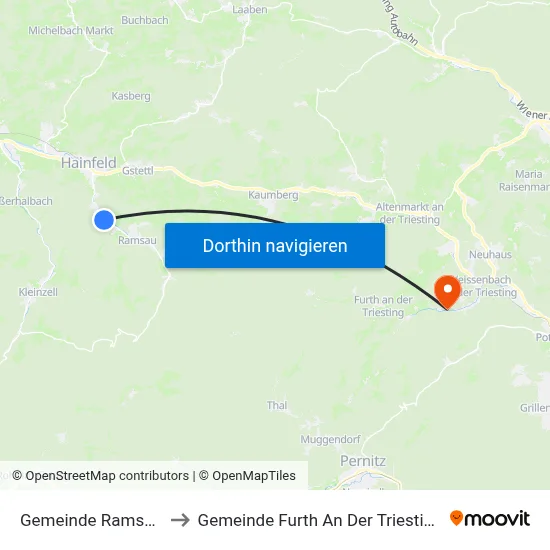 Gemeinde Ramsau to Gemeinde Furth An Der Triesting map