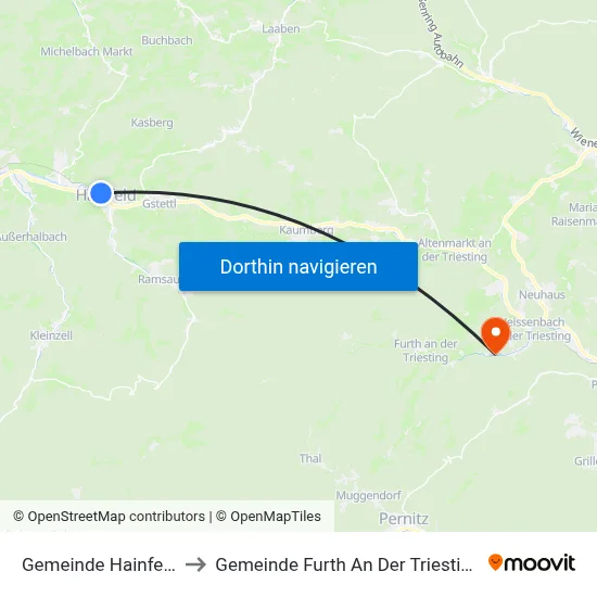Gemeinde Hainfeld to Gemeinde Furth An Der Triesting map