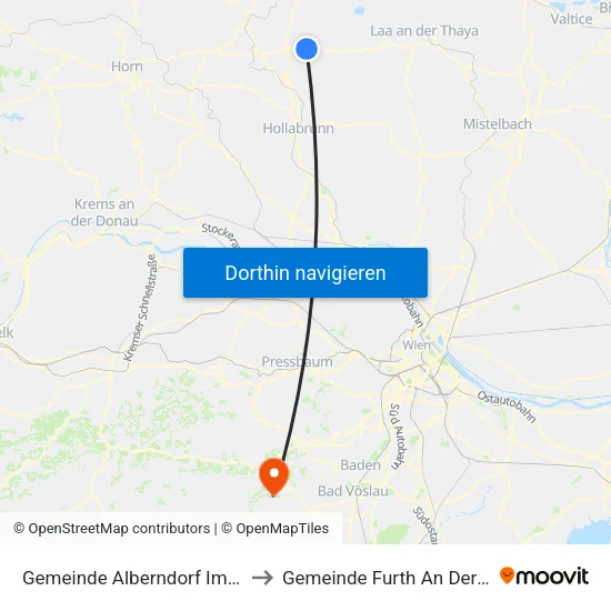 Gemeinde Alberndorf Im Pulkautal to Gemeinde Furth An Der Triesting map