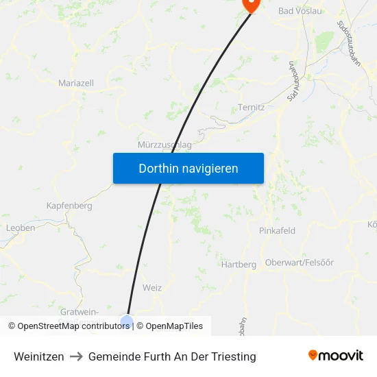 Weinitzen to Gemeinde Furth An Der Triesting map