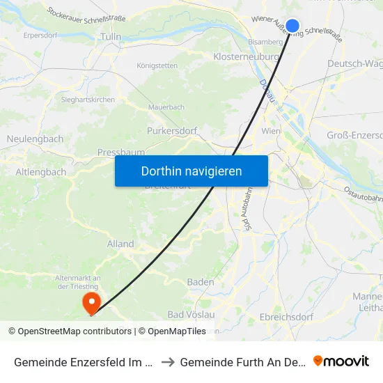 Gemeinde Enzersfeld Im Weinviertel to Gemeinde Furth An Der Triesting map