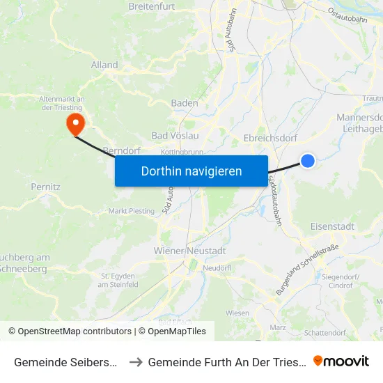 Gemeinde Seibersdorf to Gemeinde Furth An Der Triesting map
