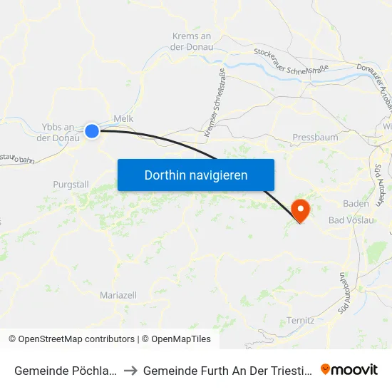 Gemeinde Pöchlarn to Gemeinde Furth An Der Triesting map