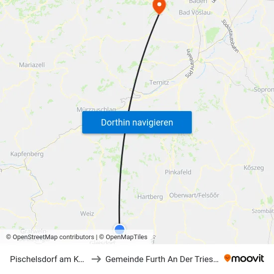 Pischelsdorf am Kulm to Gemeinde Furth An Der Triesting map