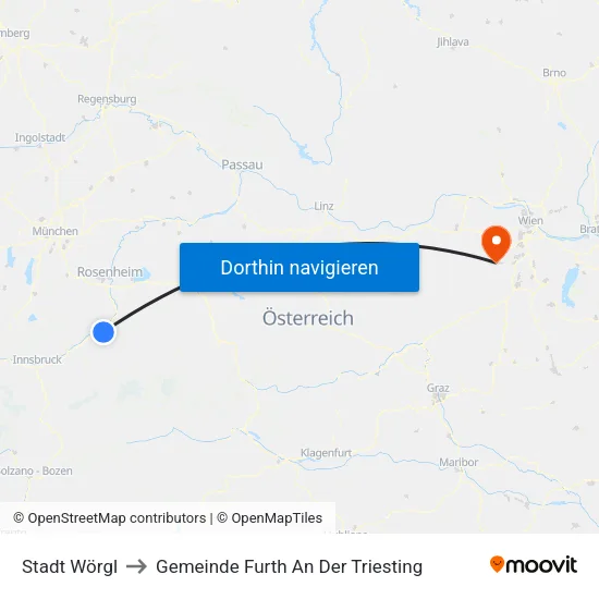 Stadt Wörgl to Gemeinde Furth An Der Triesting map