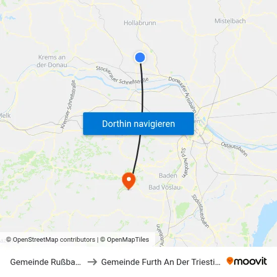 Gemeinde Rußbach to Gemeinde Furth An Der Triesting map