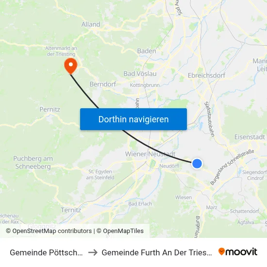Gemeinde Pöttsching to Gemeinde Furth An Der Triesting map