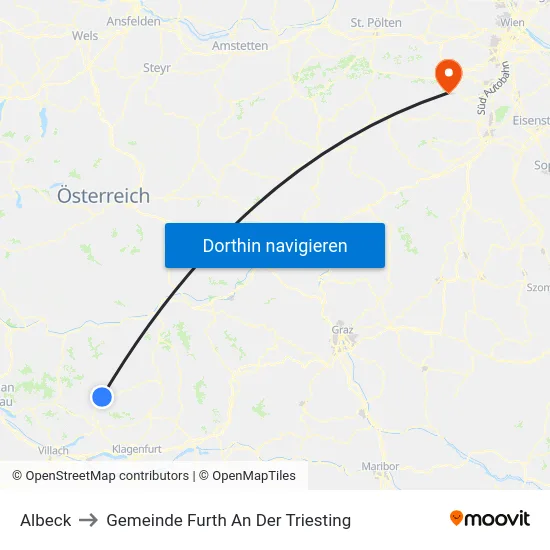 Albeck to Gemeinde Furth An Der Triesting map