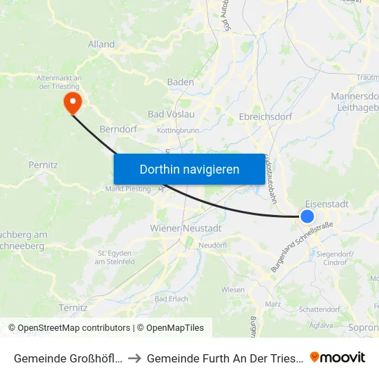 Gemeinde Großhöflein to Gemeinde Furth An Der Triesting map