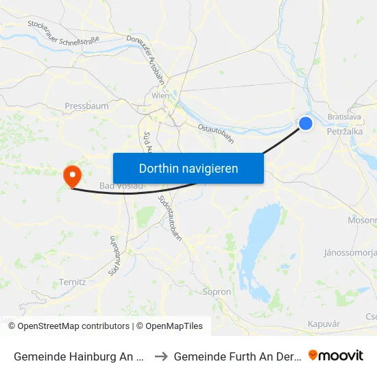 Gemeinde Hainburg An Der Donau to Gemeinde Furth An Der Triesting map