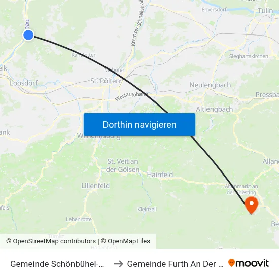 Gemeinde Schönbühel-Aggsbach to Gemeinde Furth An Der Triesting map