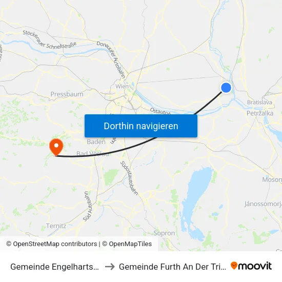 Gemeinde Engelhartstetten to Gemeinde Furth An Der Triesting map