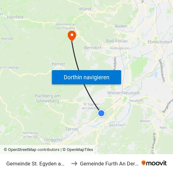 Gemeinde St. Egyden am Steinfeld to Gemeinde Furth An Der Triesting map