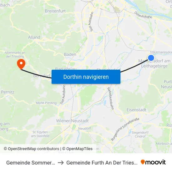 Gemeinde Sommerein to Gemeinde Furth An Der Triesting map