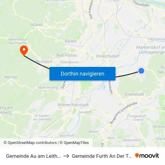 Gemeinde Au am Leithaberge to Gemeinde Furth An Der Triesting map