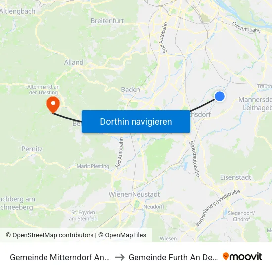 Gemeinde Mitterndorf An Der Fischa to Gemeinde Furth An Der Triesting map