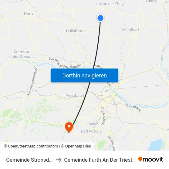 Gemeinde Stronsdorf to Gemeinde Furth An Der Triesting map