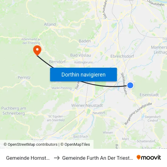 Gemeinde Hornstein to Gemeinde Furth An Der Triesting map