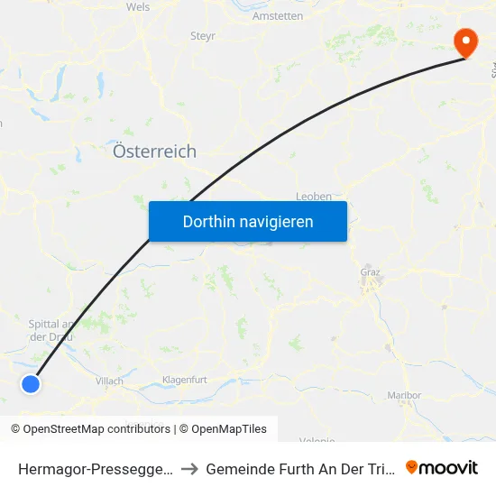 Hermagor-Pressegger See to Gemeinde Furth An Der Triesting map