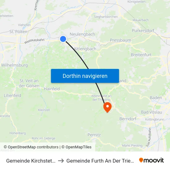 Gemeinde Kirchstetten to Gemeinde Furth An Der Triesting map