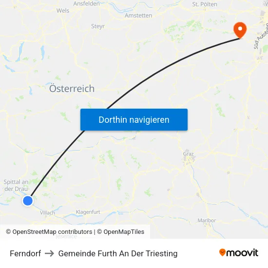 Ferndorf to Gemeinde Furth An Der Triesting map