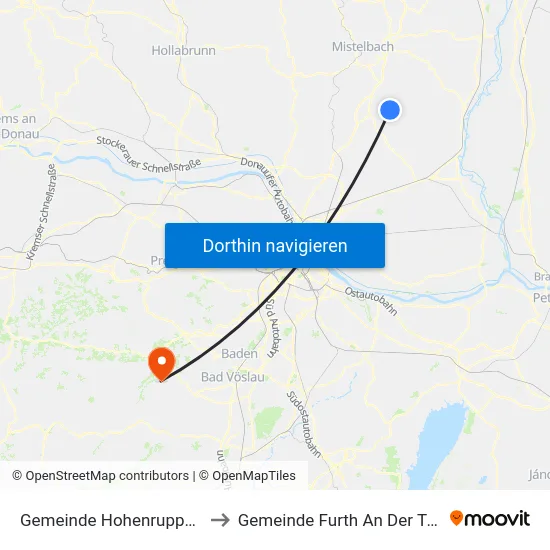 Gemeinde Hohenruppersdorf to Gemeinde Furth An Der Triesting map