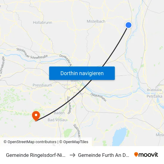 Gemeinde Ringelsdorf-Niederabsdorf to Gemeinde Furth An Der Triesting map