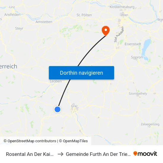 Rosental An Der Kainach to Gemeinde Furth An Der Triesting map